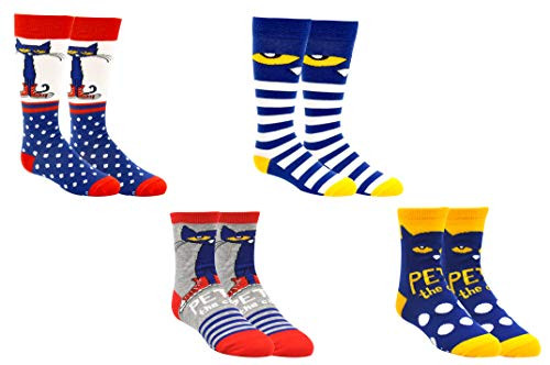 Pete the Cat Socks Gifts Youth 4 Pair Merchandise Knee High Crew Socks Fits Shoe Size 9 3 Kids Pete the Cat Socks Gifts Youth 4 Pair Merchandise Knee High Crew Socks Fits Shoe Size 9 3 Kids