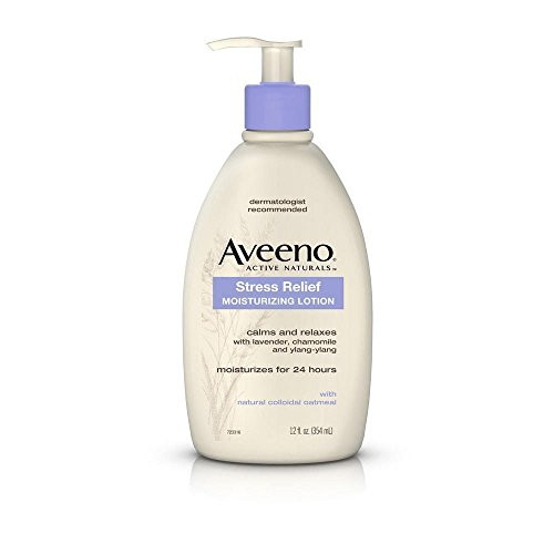 Aveeno Stress Relief Moisturizing Body Lotion with Lavender  Natural Oatmeal and Chamomile   Ylang Ylang Essential Oils to Calm   Relax  12 fl  oz  Pack of 2