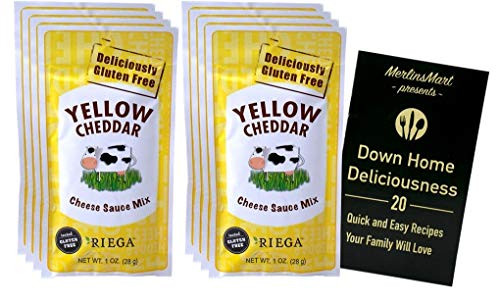 Riega Organic Yellow Cheddar Cheese Sauce Mix Powder Packets   Gluten Free   Pack of 8  1 Ounce    Plus Recipe Booklet Bundle