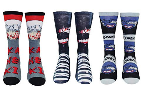Tokyo Ghoul Socks Cosplay  3 Pair     1 Size  Tokyo Ghoul Gifts Kaneki Crew Socks Women   Men s