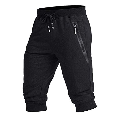 WOTHONPIS Workout Shorts Men with Pockets Big and Tall Active Shorts Capri Jogger Pants Exercise Shorts