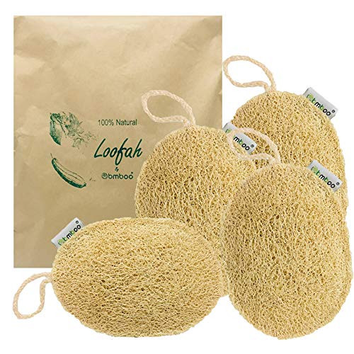 100 Natural Loofah Exfoliating Sponge  4Pack    Loofah Body Scrubber   Loofah Sponge   Organic Loofah   Exfoliating Body Sponge   Biodegradable Loofah   Bath Luffa Sponges   Exfoliating Loofah Pad