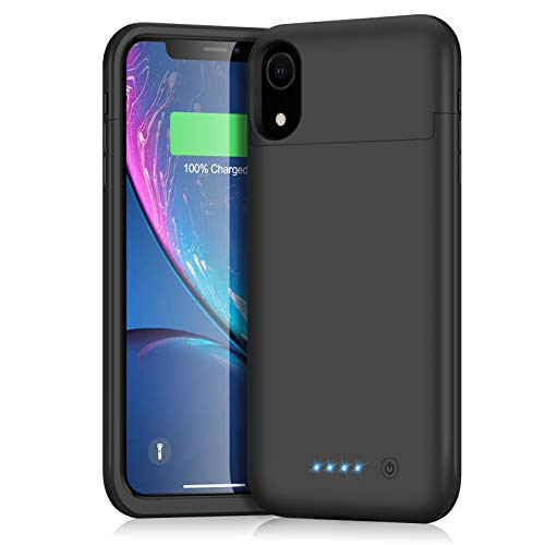 Battery Case for iPhone XR, iPosible 5500mAh Portable Rechargeable Charging Case Extended Battery Pack for Apple iPhone XR (6.1 inch) Protective Backup Cover Charger Case Power Bank-Black