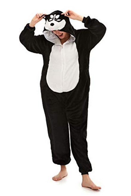 Animal Onesie Cartoon Costume Cosplay Pegasus Pajamas Christmas Black Husky XL