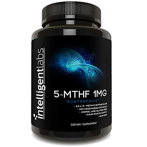 1MG 5 MTHF  MethylFolate by Intelligent Labs  120 Capsules  4 Months Supply  Best Value Folic Acid Supplement as Quatrefolic Acid  Acitvated Folate  1MG   1000mcg  5 methyltetrahydrofolate