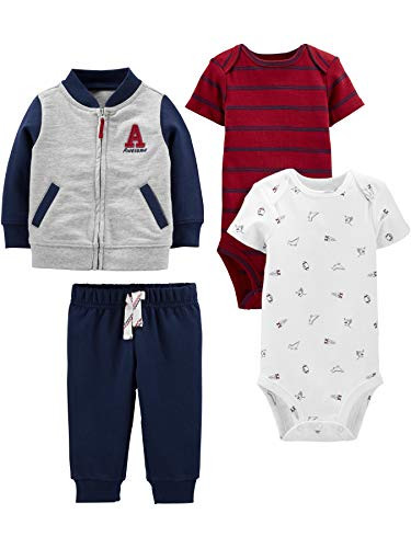 Simple Joys by Carter s Boys  4 Piece Fleece Jacket  Pant  and Bodysuit Set  Blue Red  24 Months