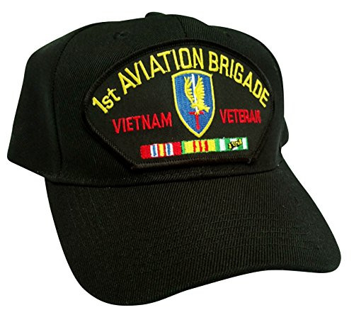 US Army 1st Aviation Brigade Vietnam Veteran w Service Ribbons Low Profile Adjustable Ball Cap Black