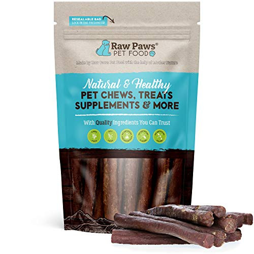 Raw Paws Beef Dog Treat Sticks  10 ct   Dog Treats Made in the USA   Dog Beef Sticks   Natural Crunchy Dog Treats   Beef Cheek   Bully Stick Dog Beef Snacks   Limited Ingredient Dog Treats Beef Sticks