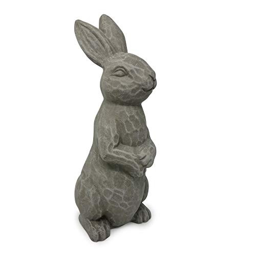 Elly Décor 14 Inch Tall Standing Sculpture for Your Patio   Yard  Outdoor Lawn décor  Cute Ceramic Figurine Garden Rabbit Bunny Statue  Gray Cement