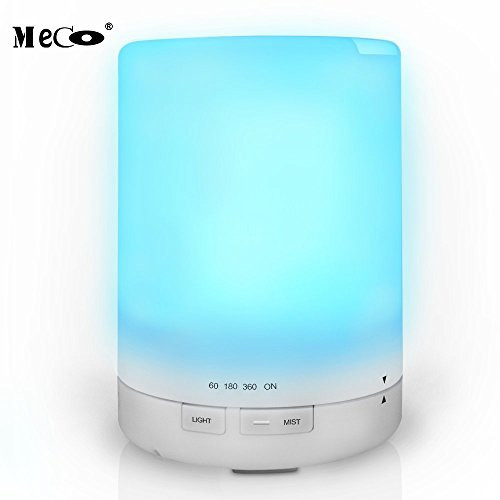 Essential Oil Diffuser MECO Arotherapy Diffuser Aroma Diffuser Ultrosonic Cool Mist Diffuser 300ml Humidifier with 7 Color LED Lights Waterless Auto Shut off for Home Bedroom Office