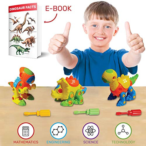 Dinosaur Toys Stem Kit (106 PCS) - STEM Learning Dino Take Apart Toys | Learning, Construction & Engineering Building Play Set for Kids, Boys & Girls 3 4 5 6 7 Year Olds - Best Dinosaur Gift to Build Dinosaur Toys Stem Kit (106 PCS) - STEM Learning Dino Take Apart Toys | Learning, Construction & Engineering Building Play Set for Kids, Boys & Girls 3 4 5 6 7 Year Olds - Best Dinosaur Gift to Build