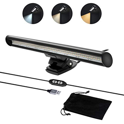 Monitor Light  ScreenBar Computer Screen Bar e Reading LED Task Lamp  3 Color Modes CeSunlight Light Bar  10 Brightness  USB Powered Monitor Lamp  No Glare  No Flicker  Black