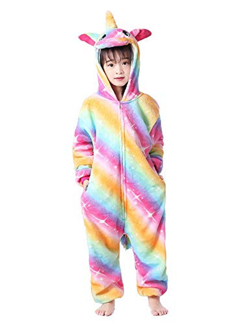 Kid s Animal Onesie Unicorn Costume Cosplay Pajamas Christmas Rainbow Gold 140 Kid s Animal Onesie Unicorn Costume Cosplay Pajamas Christmas Rainbow Gold 140