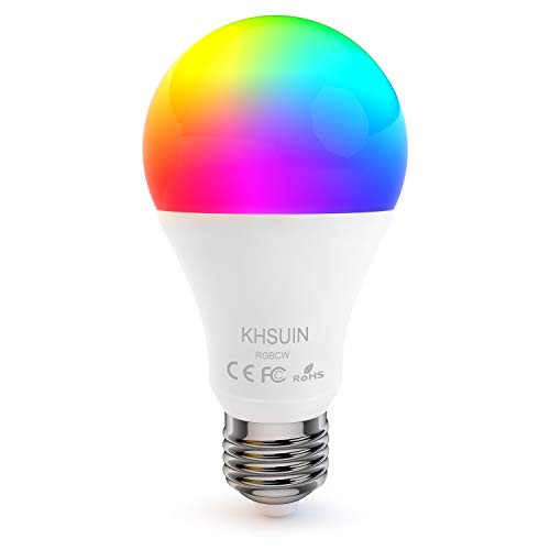 Smart Light Bulb  KHSUIN E26 RGB Light Works with Google Home  Alexa Echo Dot   Super Bright  Warm Lights   Daylight   Multicolor Dimmable Bulb  2 4G WiFi  No Hub Required  7W  80W