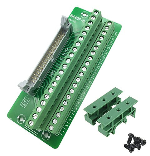 Sysly IDC40 2x20 Pins Male Header Breakout Board Terminal Block Connector with Simple DIN Rail Mounting feet