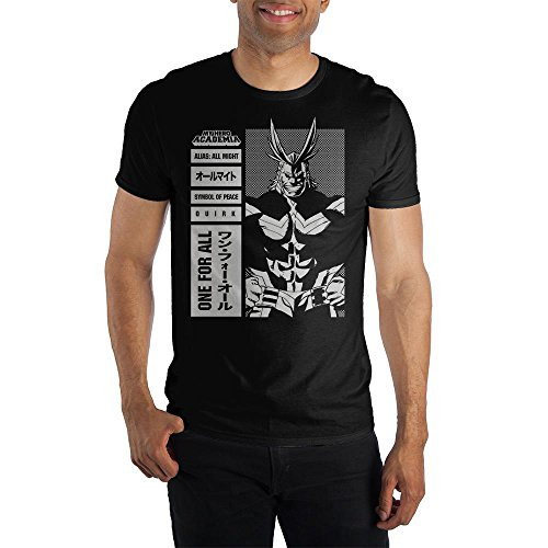 Bioworld MHA My Hero Academia All Might Symbol of Peace Men s Black T Shirt Tee Shirt Large