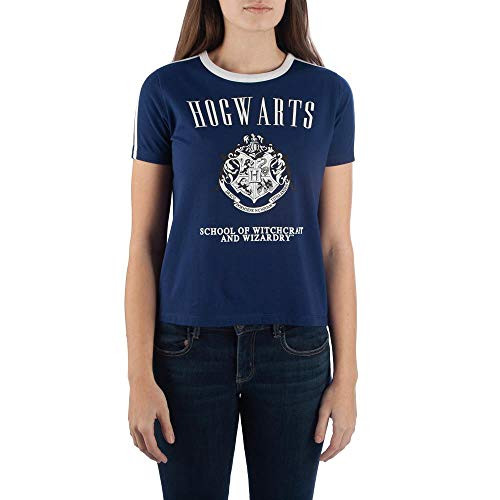 Juniors Harry Potter Hogwarts Striped Short Sleeve Ringer T Shirt Medium Juniors Harry Potter Hogwarts Striped Short Sleeve Ringer T Shirt Medium