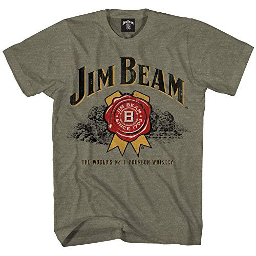 Jim Beam Mens Bourbon Shirt Bourbon Whiskey Logo Shirt Graphic Shirt  Olive Heather  Small