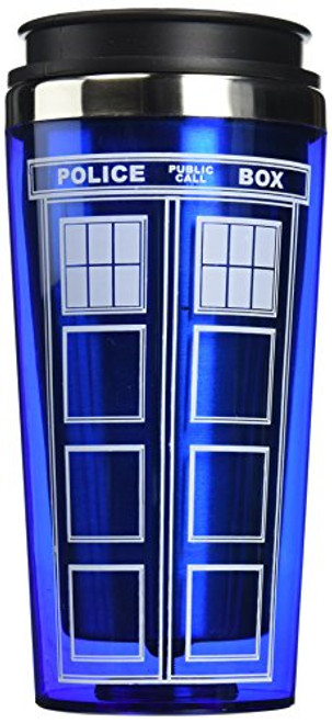 Bif Bang Pow!"Doctor Who TARDIS" Travel Mug, 16 oz, Blue