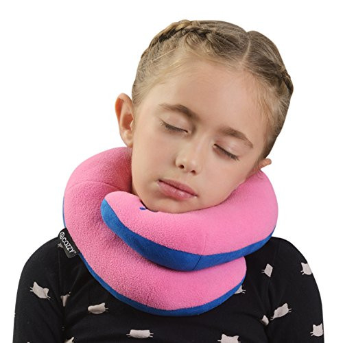 BCOZZY Kids Chin Supporting Travel Neck Pillow - Supports the Head, Neck and Chin in A Patented Product. CHILD Size, PINK