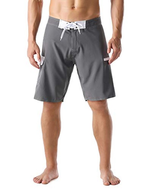Nonwe Men s Swim Trunks Quick Dry Summer Vacation Zipper Pocket Swimming Shorts Gray 42