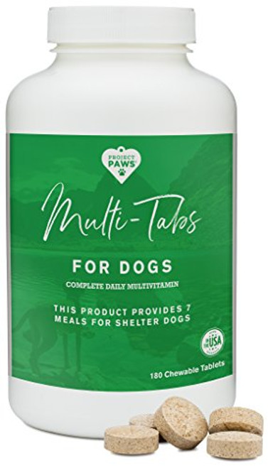 Project Paws Multi Tabs Plus Dog Vitamins Chewable Multivitamin Pet Tablets for Dogs 180 Count Project Paws Multi Tabs Plus Dog Vitamins Chewable Multivitamin Pet Tablets for Dogs 180 Count