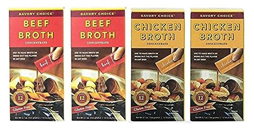 Savory Choice Liquid Chicken and Beef Broth Concentrates 5 1 oz   Set of 4 Boxes  2 each