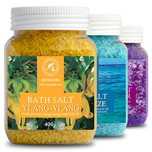 Set with 3 * 400g Bath Salts Lavender Sea Breeze Ylang Ylang 100 Natural Essential Oil Best for Good Sleep Stress Relief Bathing Body Care Beauty Relaxation Spa Set with 3 * 400g Bath Salts Lavender Sea Breeze Ylang Ylang 100 Natural Essential Oil Best for Good Sleep Stress Relief Bathing Body Care Beauty Relaxation Spa