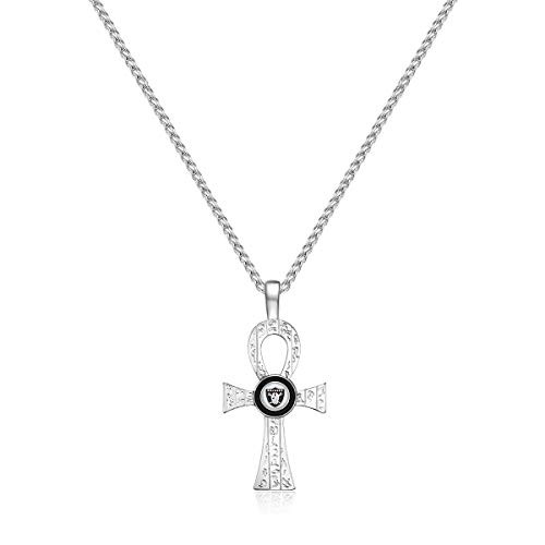Pro Specialties Group NFL Oakland Raiders Key of Life Necklace  Silver  30  x 1 1 2  x 3