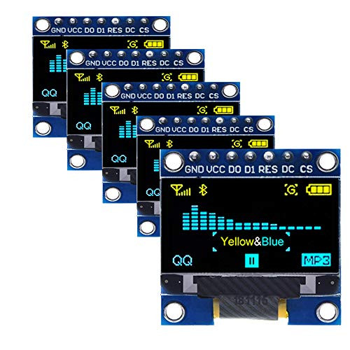 FBHDZVV 5PCS 0 96 OLED Display Module 128x64 SSD1306 SPI 0 96 inch LED Driver Chip SSD1306 7Pin IIC I2C SPI Serial Yellow Blue Display Compatible with Arduino and Microcontroller DIY KIT
