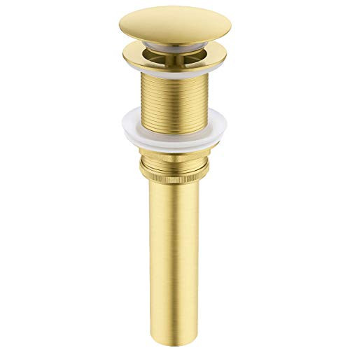 KES Sink Drain without Overflow Bathroom Pop Up Drain Assembly Stopper Vessel Sink Brushed Brass  S2008D BZ
