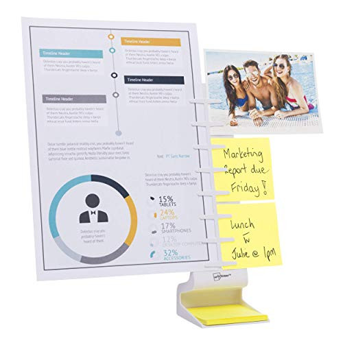 Note Tower Desktop Pro Document Holder   2 Page Paper Holder  Easy Loading for Fast Typing  Displays Papers   Photos  Organizes Sticky Notes  Includes 50 Sheets 3 x3  Sticky Notes  White