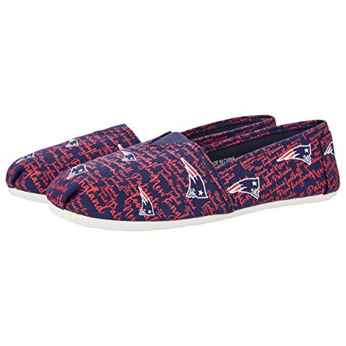 FOCO SNWMNFSCRPT NFL New England Patriots Canvas Script Print Slip On Shoes  Large 9 10  Team Color