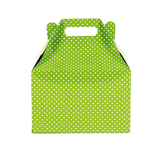 12CT 1 Dozen  Large Biodegradable  Kraft Craft Favor  Treat Gable Boxes  Large  Polka Dot Lime Green