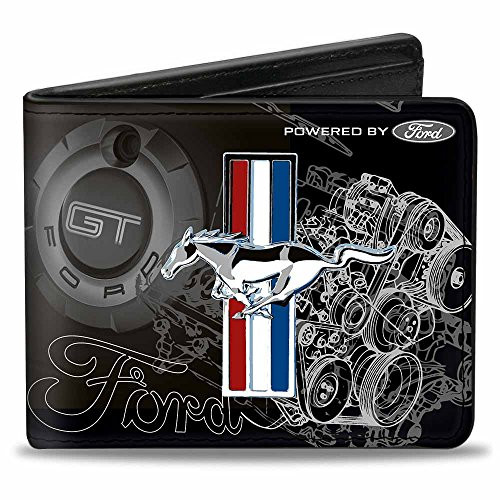 Buckle Down mens Buckle down Pu Bifold   Mustang Tri bar Stripe Gt Motor Blueprint Bi Fold Wallet  Multicolor  One Size US