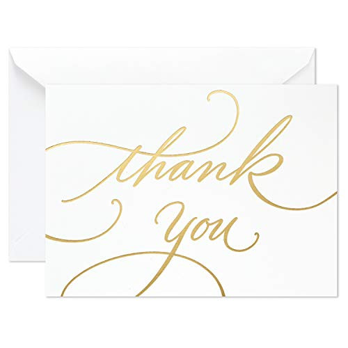 Hallmark Wedding  Baby Shower  Bridal Shower Thank You Cards  Gold Foil Script  100 Thank You Notes and Envelopes