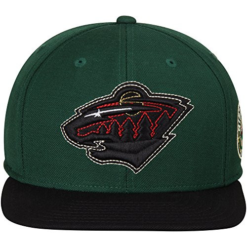 Reebok Minnesota Wild Two Tone Flat Bill Snap Back Hat   OSFA   VS78Z Green  Black