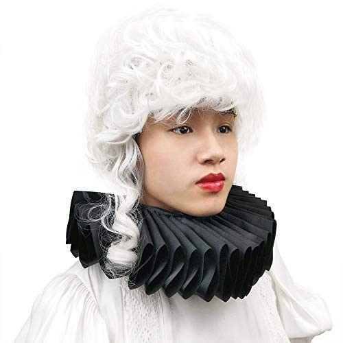 YUITAU Renaissance Elizabethan Ruffled Collar Neck Ruffle Women Victorian Costume Halloween Cosplay Accessories Black