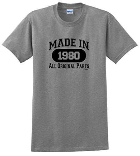 40th Birthday Gift Made 1980 Original T Shirt XL Sport Grey