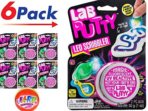 UV Led Lab Putty Scribbler & Bouncing (Pack of 6) by JA-RU | Reactive Sensitive Putty Painting with Light. JA-RU | Item #9574-6