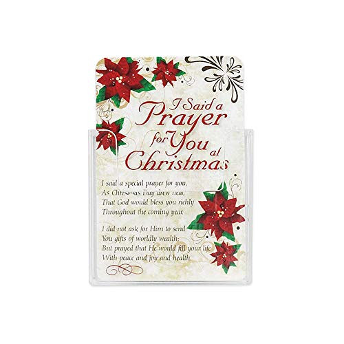 I Said A Prayer Poinsettia Red 2.5 x 4 Cardstock Christmas Pocket Card, Pack of 12