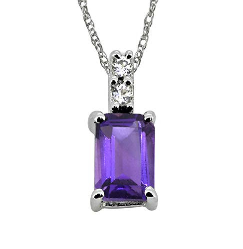 YoTreasure 0 58 ct Purple Amethyst Solid 925 Sterling Silver Chain Pendant