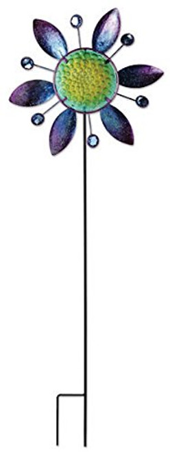 Sunset Vista Designs Blue Flower Spinner Garden Stake, 28"