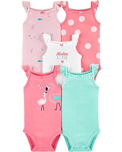 Carter s Baby Girls  5 Pack Bodysuits  Flutter Tank  3 Months
