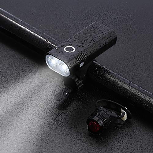 TSAI USB Rechargeable Bike Light Set 1000 Lumen 6500K Super Bright LED Bicycle Front Headlight and Rear Taillight Cycling Safety Flashlight 5 Light Modes IPX4 Waterproof Fits All Bicycles