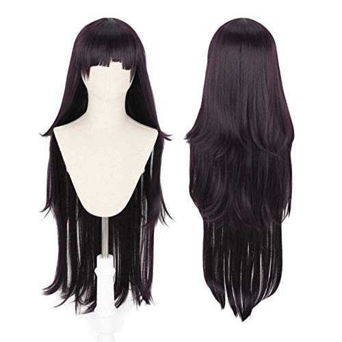 PWEINCY Mikan Tsumiki Cosplay Wig  39 Inches Long Layered Dark Purple with Bangs