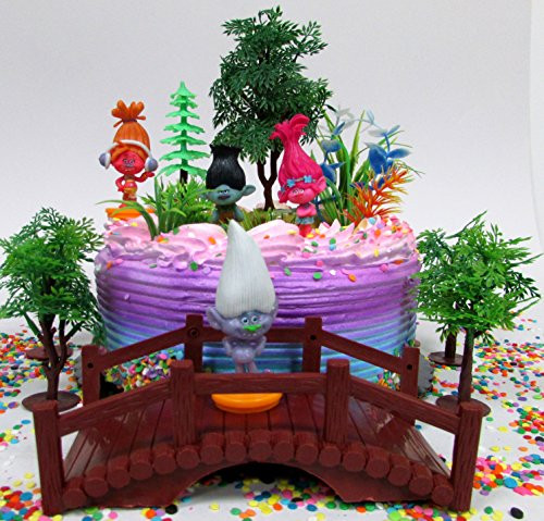 Trolls Themed Birthday Cake Topper Set Featuring Poppy & Friends Figures and Decorative Themed Accessories Trolls Themed Birthday Cake Topper Set Featuring Poppy & Friends Figures and Decorative Themed Accessories