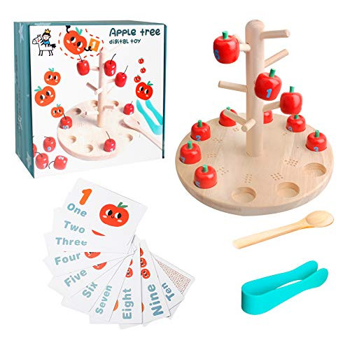 Warckon Counting Apples Toy Montessori Counting Toys for Toddlers Wooden Educational Learning Toy for Girls Boys 2 3 4 Year Old Learn Numbers Develop Fine Motor Skills Preschool Kids Activity Warckon Counting Apples Toy Montessori Counting Toys for Toddlers Wooden Educational Learning Toy for Girls Boys 2 3 4 Year Old Learn Numbers Develop Fine Motor Skills Preschool Kids Activity