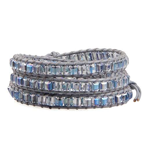 KELITCH Natural Agate Crystal Beads Woven 3 Wrap Bracelet Handmade Fashion Jewelry