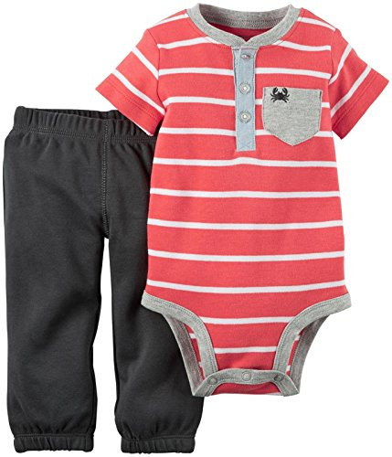 Carter s Baby Boys  2 Piece Set 121g444  Gray Stripe  New Born